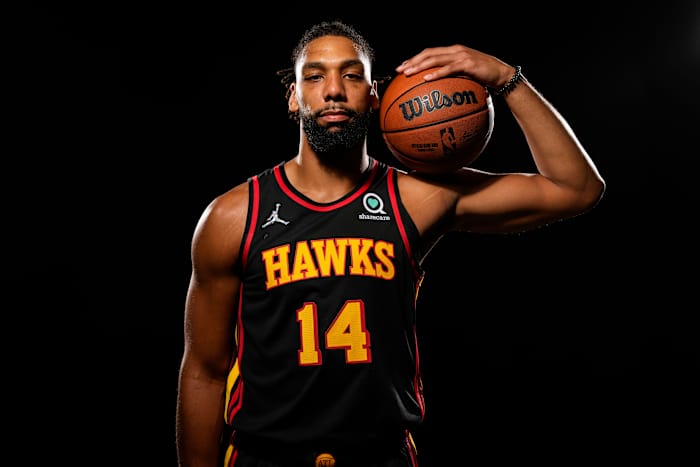 Atlanta Hawks center Jahlil Okafor (14) shown at Hawks Media Day held at PC&E.